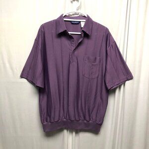 LD Sport Polo Shirt Mens Size Large Purple Short Sleeve Banded Waist Comfy